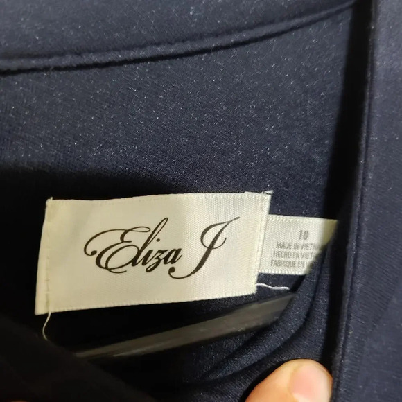 Eliza J Halter Fit & Flare Navy Blue Pink Cocktail Dress Sz 10 Sleeveless Party - Picture 5 of 6